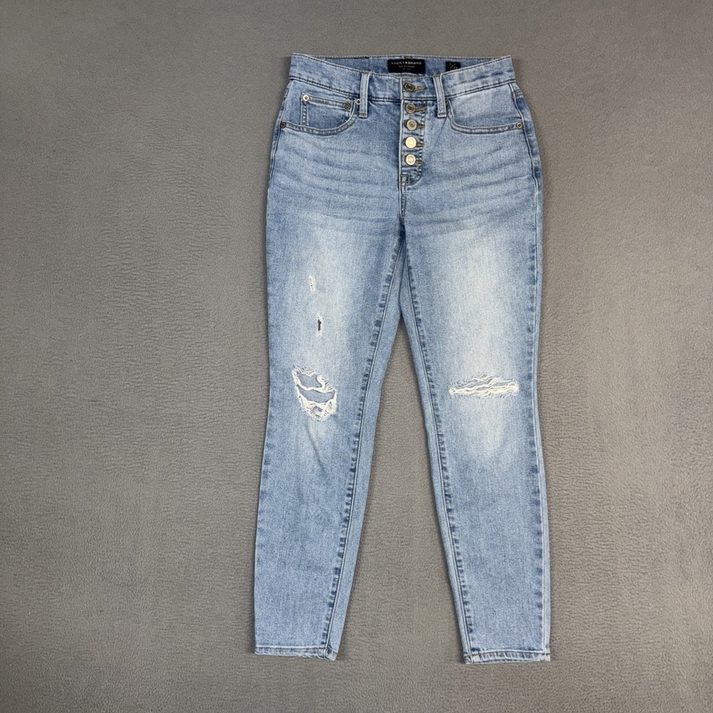 Lucky Brand Jeans Womens 2 Blue High Rise Skinny Bridgette Denim Button Fly